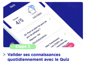 étape 3 application energic : valider ses connaissances quotidiennement avec le Quiz